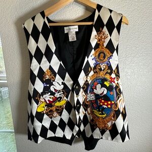 Rare Vintage The Disney Store Retro Mickey Print Silk Waistcoat – Size 10/12